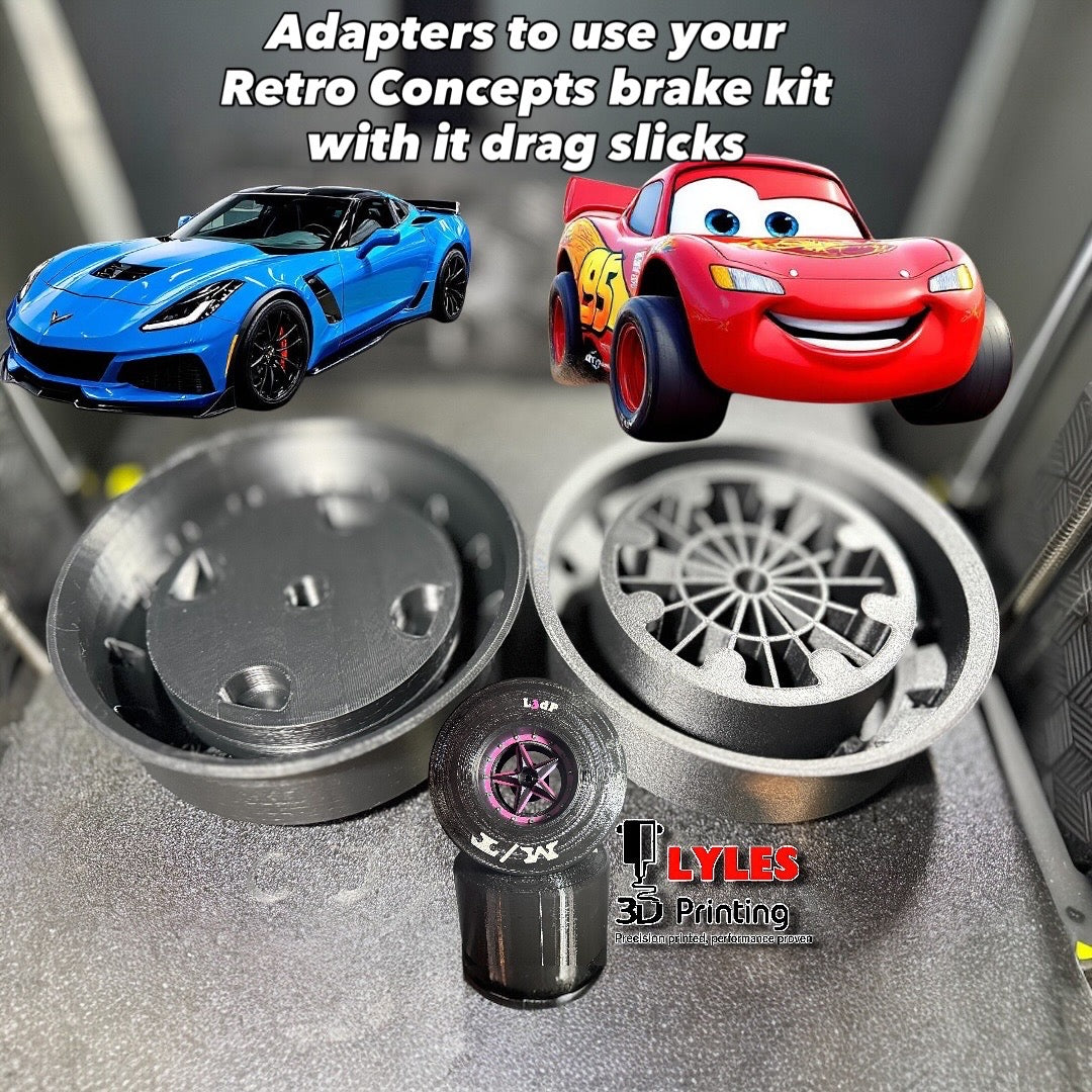 M/T Rubber Slicks Wheel Adapters(c7 adapters ) for Retro Brake Kit